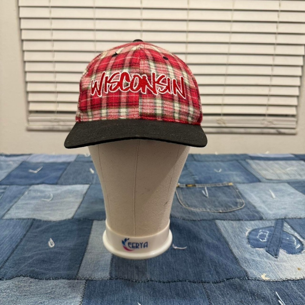 Vintage American needle plaid Wisconsin snap back